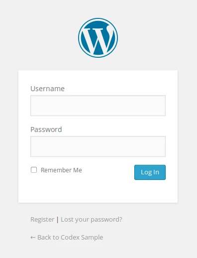 WordPress 官方登入頁範例，包含帳號、密碼與忘記密碼入口。