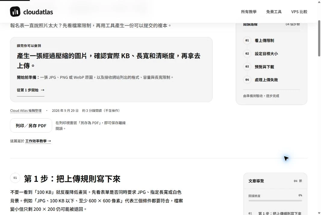 本站文章作者與日期下方的列印／另存 PDF 按鈕。